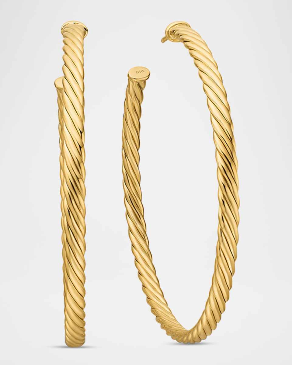 18k Cablespira Hoop Earrings, 2"